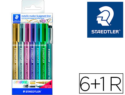 [152072] Rotulador staedtler metalico 8323 blister de 6 unidades colores surtidos + 1 rotulador calibrado 308 c2-9