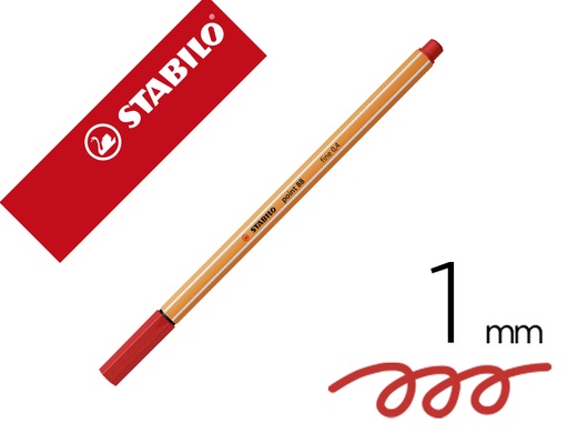 [150803] Rotulador stabilo punta de fib ra point 88 bermellon punta fina 0,4mm