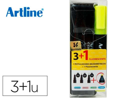 [63941] Rotulador artline comic pen calibrado micrometrico negro bolsa de 3 uds 0,2 0,4 0,8 + permanente 853