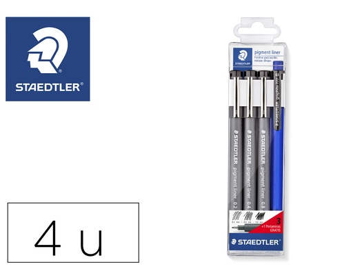 [63675] Rotulador staedtler calibrado micrometrico negro bolsa de 3 unidades 0,2 -0,4- 0,8 mm + portaminas 777 regalo