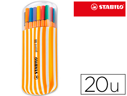 [49220] Rotulador stabilo punta de fibra point 88 zebrui estuche de 20 unidades colores surtidos