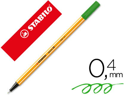 [49209] Rotulador stabilo punta de fib ra point 88 verde manzana punta fina 0,4mm