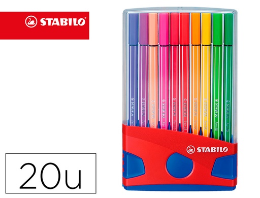 [43409] Rotulador stabilo punta de fibra pen 68 color parade estuche de 20 unidades colores surtidos