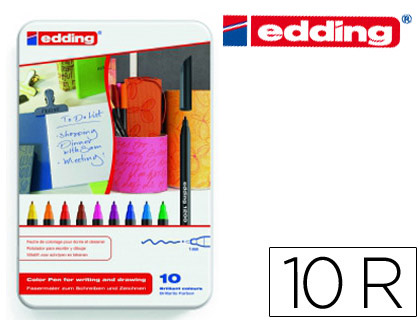 [25824] Rotulador edding punta fibra 1200 caja metalica 10 unidades colores surtidos punta redonda 0,5 mm