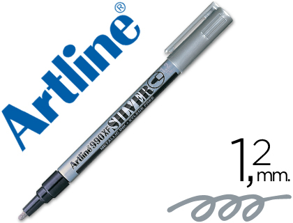 [12173] Rotulador artline marcador permanente tinta metalica ek-990 plata punta redonda 1.2 mm