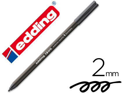[7302] Rotulador edding punta fibra 1300 negro punta redonda 2 mm