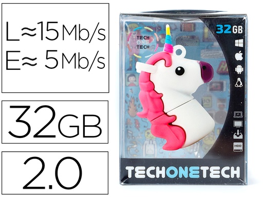 [161863] Memoria usb tech on tech mi unicornio 32 gb