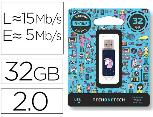 [161827] Memoria usb tech on tech unicornio dream 32 gb