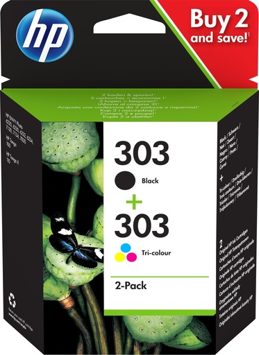 [35926] HP  Envy Photo 6230,7130,7134,7830 Combo Pack 2 Negro y Color Nº303