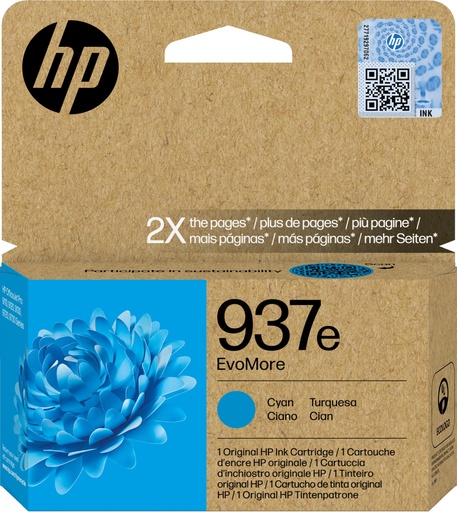 [58712] HP 937e Cartucho Cian OfficeJet Pro 9110b, 9120