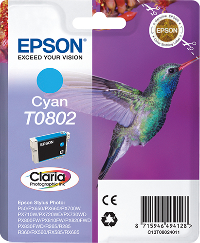 [8827] [C13T08024011] Epson Stylus Photo R-265/360/RX-560/585/685 Cartucho Cian