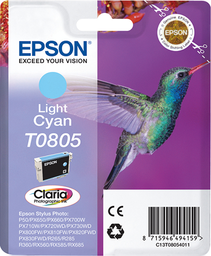 [8829] [C13T08054011] Epson Stylus Photo R-265/360/RX-560/585/685 Cartucho Cian claro