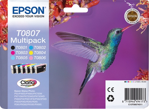 [12551] [C13T08074011] Epson Stylus Photo R-265/360/RX-560/585/685 Cartucho Multipack 6 colores