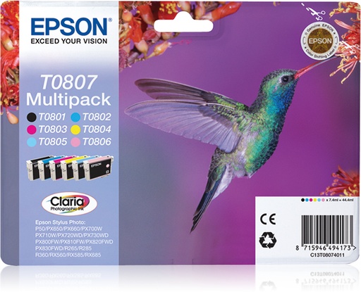 [35109] [C13T08074021] Epson Stylus Photo R-265/360 Cart. Multipack 6 colores (Radiofrecuencia + acoustic magnetic)