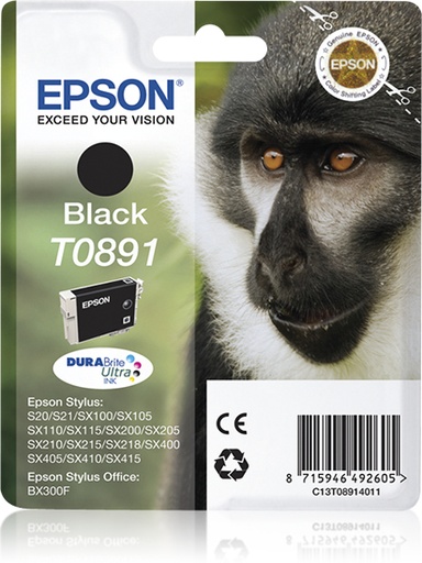 [35088] [C13T08914021] Epson Stylus S20/SX105/SX205/405 Cartucho Negro (Radiofrecuencia + acoustic magnetic)