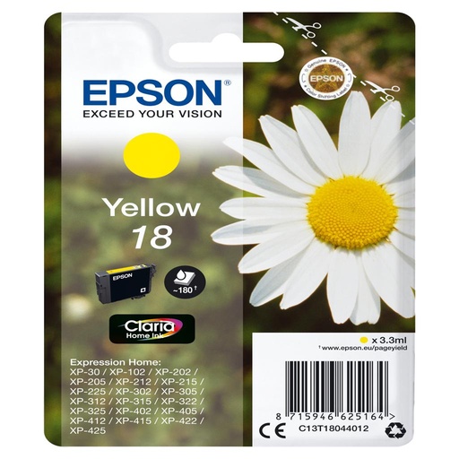[15326] [C13T18044022] Epson Expression Home XP-102/205/305/405 Cartucho Amarillo (Radiofrecuencia)