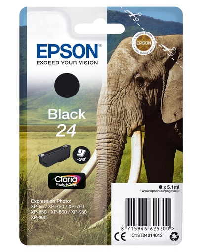 [15598] [C13T24214012] Epson Claria Photo HD Ink Cartucho Negro 24 Expression Photo XP-950