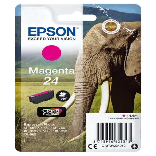 [33796] [C13T24234012] Epson Claria Photo HD Ink Cartucho Magenta 24