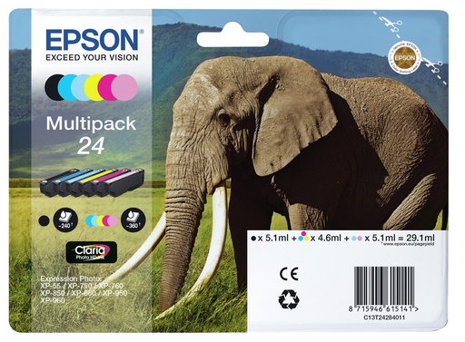 [15621] [C13T24284021] Epson Claria Photo HD Ink Cartucho Multipack 6 Colores 24 (Alarma Radiofrecuencia)