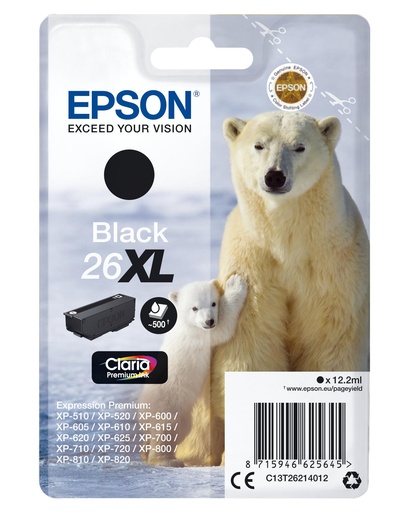[15526] [C13T26214012] Epson Claria Premium Cartucho Negro 26XL Alta Capacidad