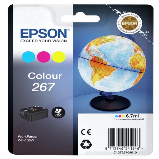 [19247] [C13T26704010] EPSON Singlepack Colour WF-100W 267 ink cartridge