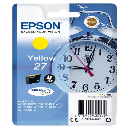 [18737] [C13T27044012] Epson WorkForce WF-3000 y WF-7000 Cartucho Amarillo nº27