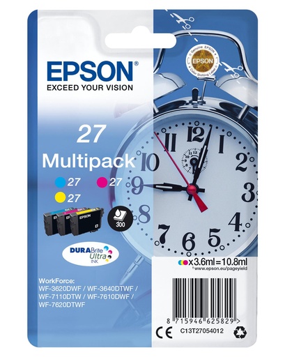 [18739] [C13T27054012] Epson WorkForce WF-3000 y WF-7000 Multipack nº27 Pack-3 Colores