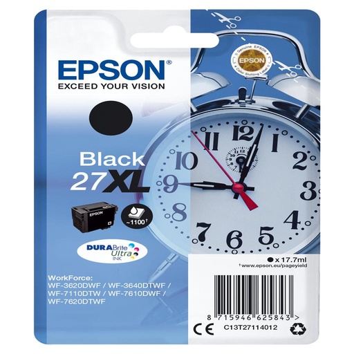 [18742] [C13T27114022] Epson WorkForce WF-3000 y WF-7000 Cartucho Negro de Alta Capacidad nº27XL (etiqueta RF)