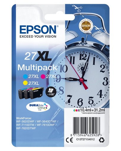 [18749] [C13T27154012] Epson WorkForce WF-3000 y WF-7000 Multipack (C,M,Y)de Alta Capacidad nº27XL