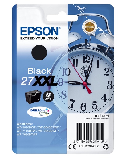 [18751] [C13T27914012] Epson WorkForce WF-3000 y WF-7000/WF-7715DWF Cartucho Negro de Alta Capacidad 2.200 pag.nº27XXL