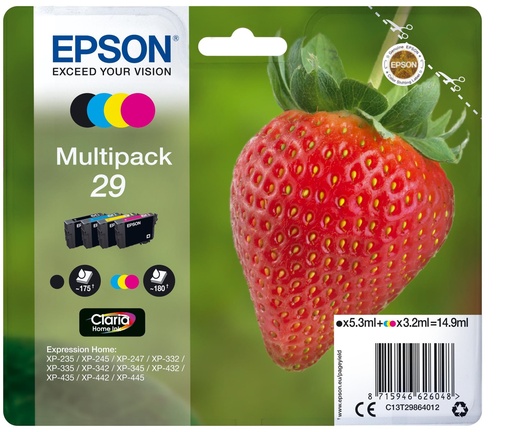 [36733] [C13T29864022] EPSON Multipack 4-colours 29 Claria Home Ink FRESA RF+AM