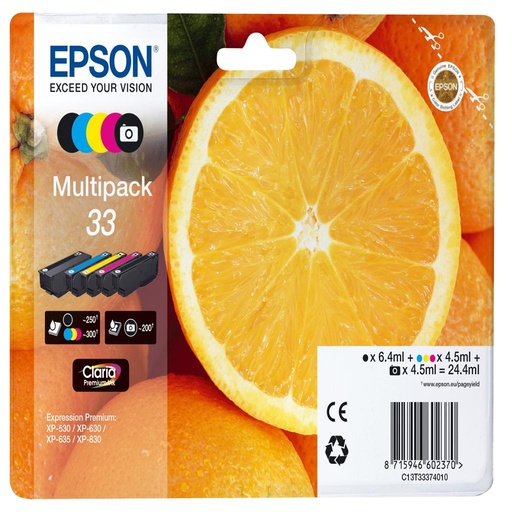 [36735] [C13T33374021] EPSON Multipack 5-colours 33 Claria Premium Ink NARANJAS RF+AM