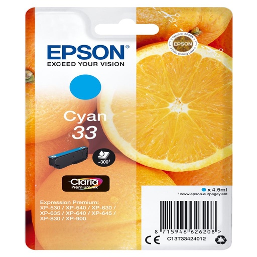 [35735] [C13T33424022] EPSON Expression Home XP-530 Cartucho Cyan RF+AM