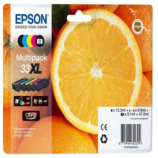 [30690] [C13T33574011] EPSON Expression Home XP-530/XP630/XP830 Cartucho Multipack 5 colores 33XL