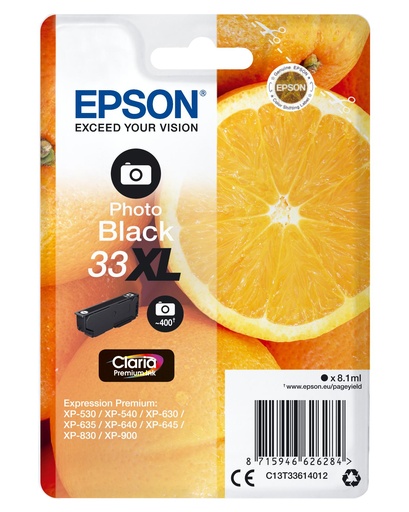 [30686] [C13T33614012] EPSON Expression Home XP-530/XP630/XP635/XP830 Cartucho Negro Foto 33XL