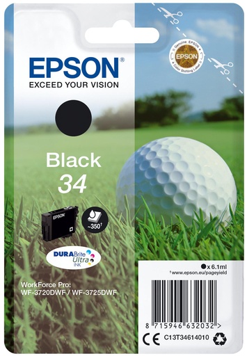 [33409] [C13T34614010] EPSON Singlepack Black 34 DURABrite Ultra Ink