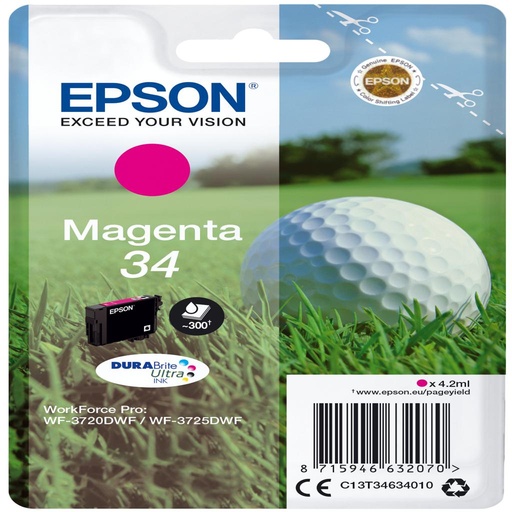 [33413] [C13T34634010] EPSON Singlepack Magenta 34 DURABrite Ultra Ink