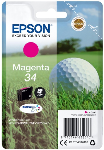 [33414] [C13T34634020] EPSON Singlepack Magenta 34 DURABrite Ultra Ink