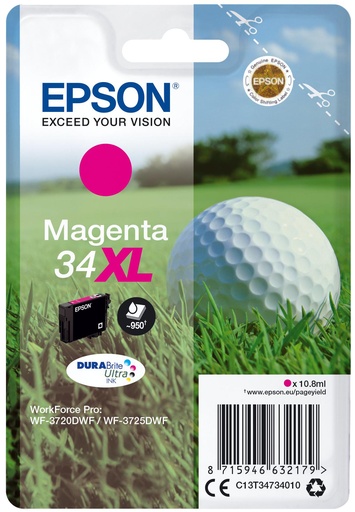 [33423] [C13T34734010] EPSON Singlepack Magenta 34XL DURABrite Ultra Ink