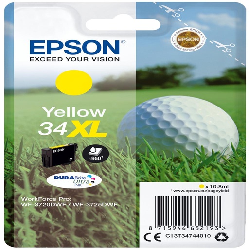 [33426] [C13T34744020] EPSON Singlepack Yellow 34XL DURABrite Ultra Ink