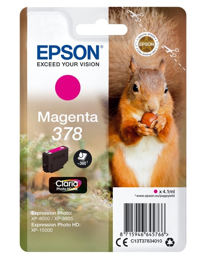 [34055] [C13T37834020] EPSON Singlepack Magenta 378 Claria Photo HD Ink con RF