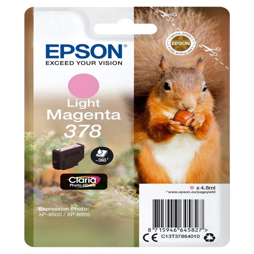 [34060] [C13T37864010] EPSON Singlepack Light Magenta 378 Claria Photo HD Ink