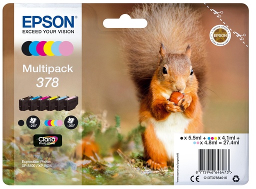 [34062] [C13T37884020] EPSON Multipack 6-colours 378 Claria Photo HD Ink con RF