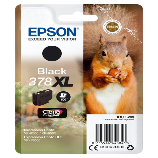 [34064] [C13T37914020] EPSON Singlepack Black 378XL Claria Photo HD Ink con RF