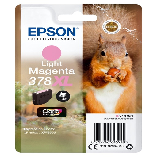[34075] [C13T37964020] EPSON Singlepack Light Magenta 378XL Claria Photo HD Ink con RF