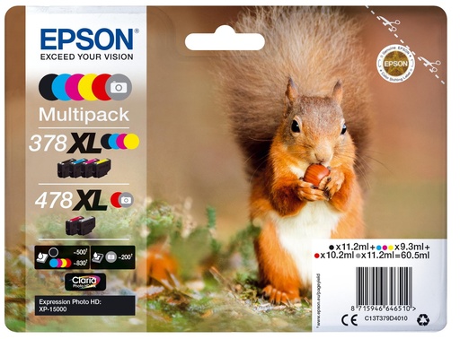 [34147] [C13T379D4020] EPSON Multipack 6-colours 478XL Claria Photo HD Ink RF+AM