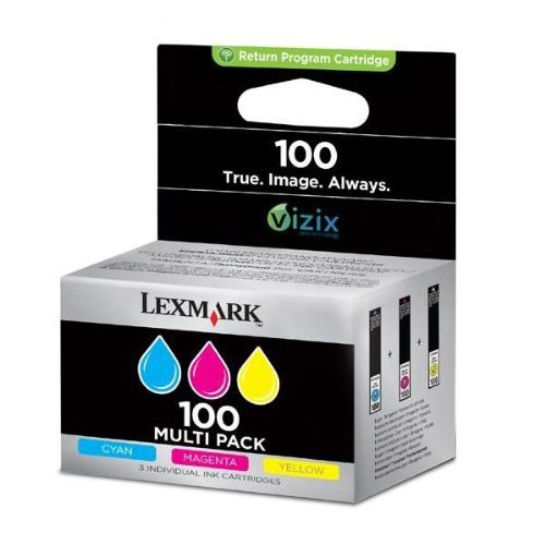 [12974] Lexmark Pack de 3 cartuchos de tinta de color cian, magenta y amarillo (CMY) 100 Retornables