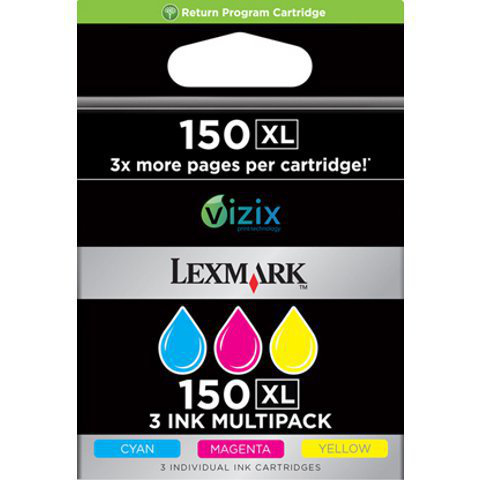 [35229] [14N1807E] Lexmark Pack 3 cartuchos color (CMY) Alto Rendimiento Retornables 150XL