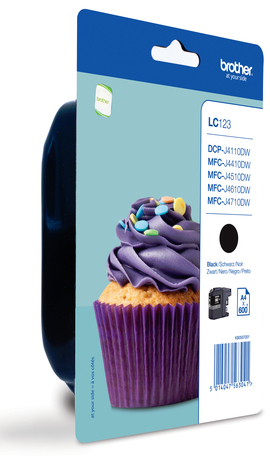 [15756] [LC123BKBP] BROTHER Cartucho de tinta negro  MFC-J4410DW/MFC-J4510DW,MFCJ4710DW/MFCJ6520W , 600 pag