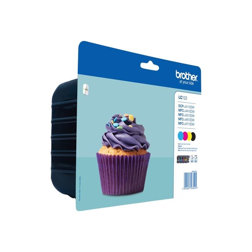 [15760] [LC123VALBP] BROTHER Pack cartuchos Negro, Cian, Magenta y Amarillo MFC-J4410DW/MFC-J4510DW, 600 pag